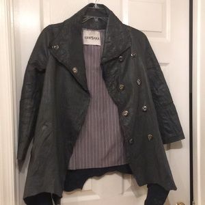 Kanishka Leather Jacket Long Asymmetric Hem Rare